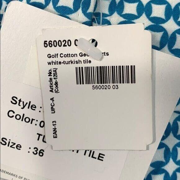 Puma Womens Bermuda Golf Shorts Turkish Tile Print Sporty Teal White Medium - Picture 14 of 16